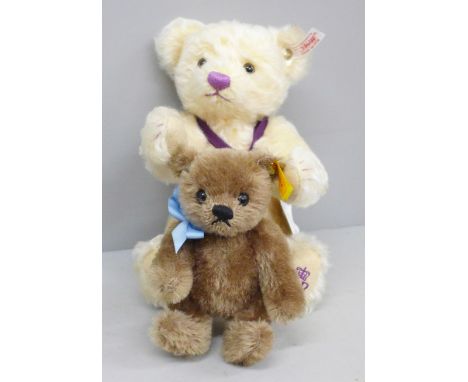 Two Steiff Teddy bears with white tag; a Diamond Jubilee bear and one other 