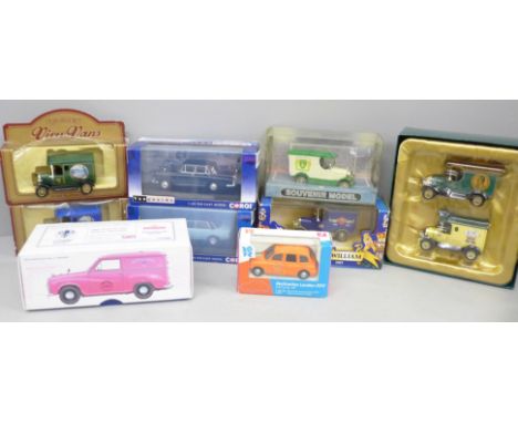 A collection of nine die-cast model vehicles; Days Gone HRH The Prince of Wales 60th Birthday Set, etc. 