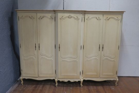 A French Style Five Door Wardrobe With A Cream Crackleware