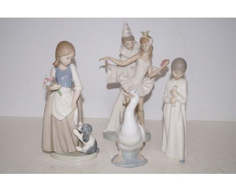 1 Lladro and 3 Nao figures one AF