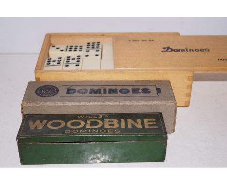 Three cases of vintage dominoes to include Will's Woodbine 