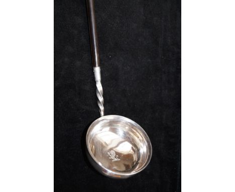 Georgian silver ladle baleen twisted handle. Unmarked but tested for silver 