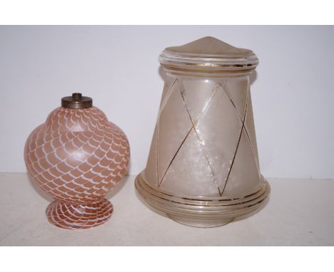 Vintage light shade together with Czechoslovakian glass table lamp base 