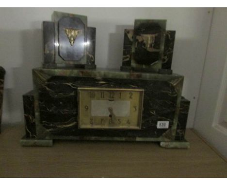 A French marble clock garniture