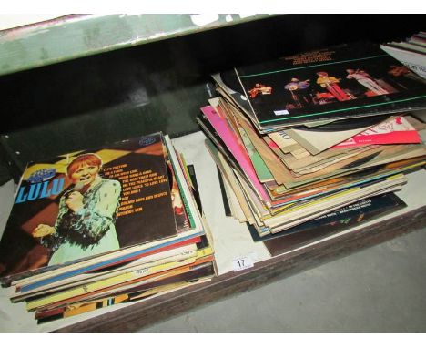 A shelf of LP records