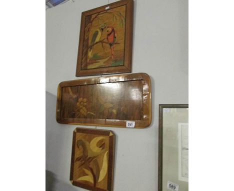 2 inlaid panels and a painted panel