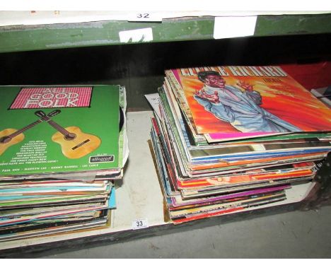 A shelf of LP records