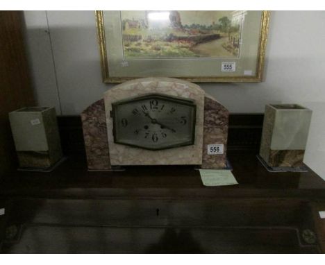 A French marble clock garniture
