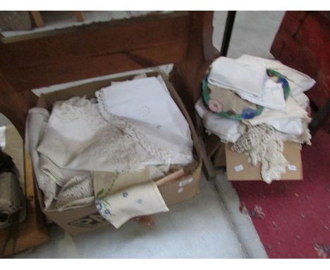 2 boxes of vintage household linens