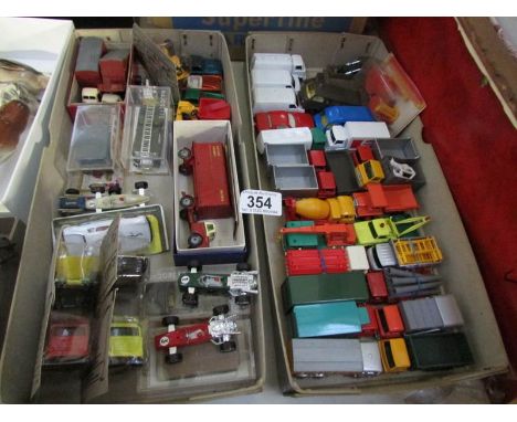 2 boxes of near mint unboxed die cast including Matchbox, Corgi, Hot Wheels, Budgie etc