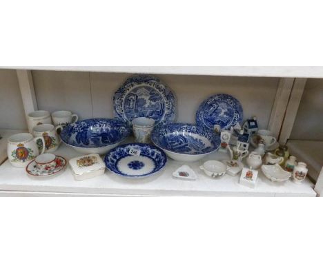 A collection of china including commemorative, crested, Copeland Spode and a Victoria diamond jubilee enamel beaker