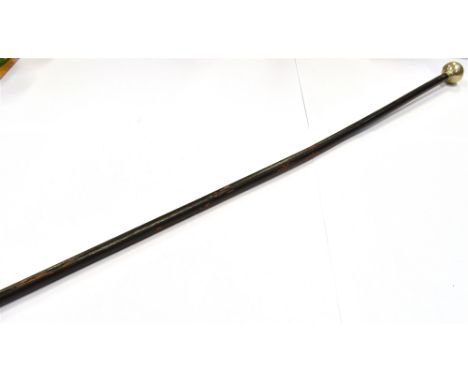 MILITARIA - A SOMERSET LIGHT INFANTRY SWAGGER STICK  the ebonized cane with an embossed metal knop, overall 69cm long.