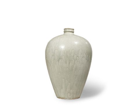 A CHINESE SONG DYNASTY-STYLE QINGBAI MEIPING QING DYNASTY OR LATER The ovoid body incised with stylised flowerheads and folia