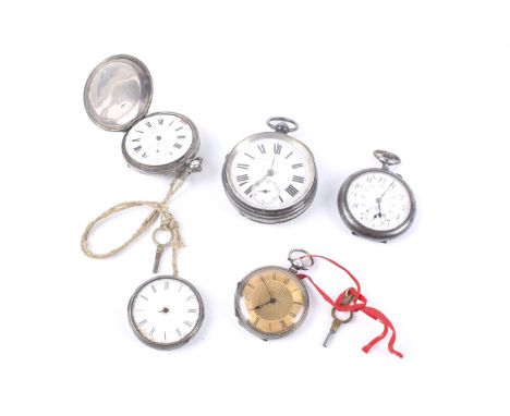 Five 19th century and later open face pocket watches. Comprising; a silver cased hunter, circa 1881; a large silver 'Improved