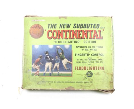 A selection of vintage football games. Subbuteo table soccer flood lighting edition in green box; 'Blue Box' Soccer Game, in 