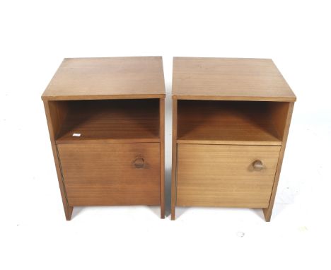 A pair of Avalon contemporary bedside cabinets. Having a single shelf and cupboard, H56cm x W40cm x D38cm