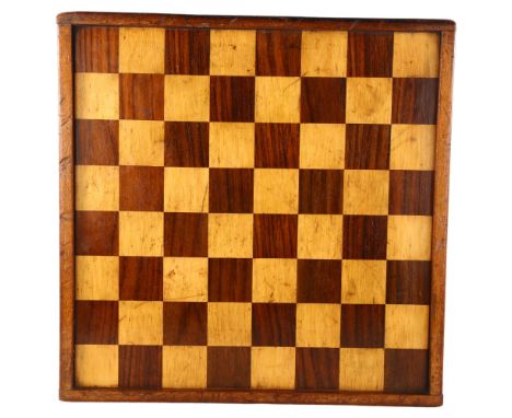 A 19th century rosewood and satinwood inlaid games board, 46cm x 46cmGood condition, light surface scratching 