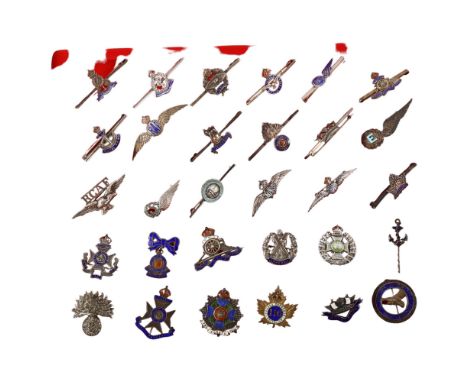 A collection of 30 military sweetheart brooches, mostly WW II period, 27 marked silverAll with pins, most in good condition, 