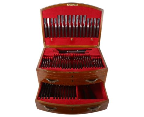A complete canteen of cutlery, by Joseph Rodgers, Sheffield, Manhattan pattern, in mahogany cabinet, 81 piecesGeneral good co