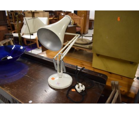 A white mid century angle poise lamp by Herbert Terry and Sons Redditch