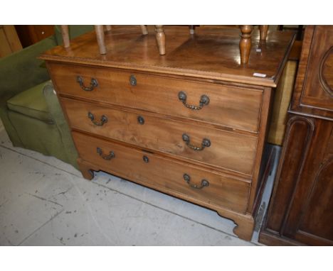 A late 19th/early 20th Century light mahogany chest of three drawers having beaded drawer fronts H82cm x W106cm D52cm