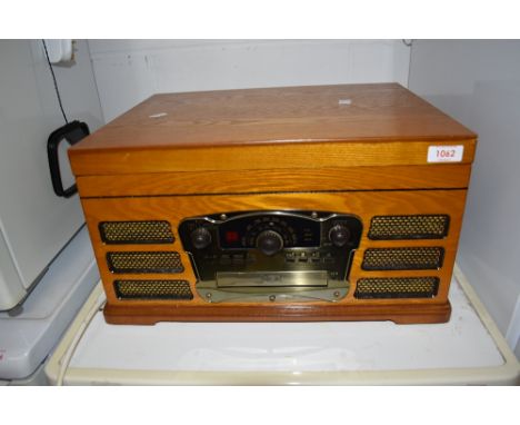 A vintage styled Hi Fi turntable unit and compact disk player