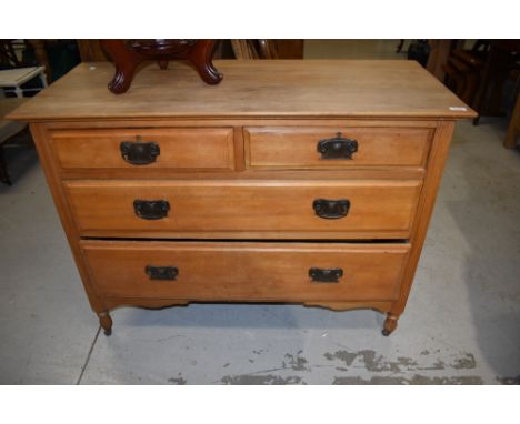 A late Victorian light satin wood chest of two over two drawers H81cm x W107cm x D48cm