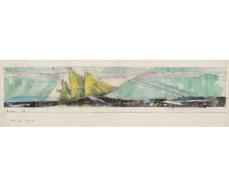 Lyonel Feininger, Sketch for Mural (Marine Transportation Building, New York World's Fair)Aquarell, Kohle und Tuschfeder auf 