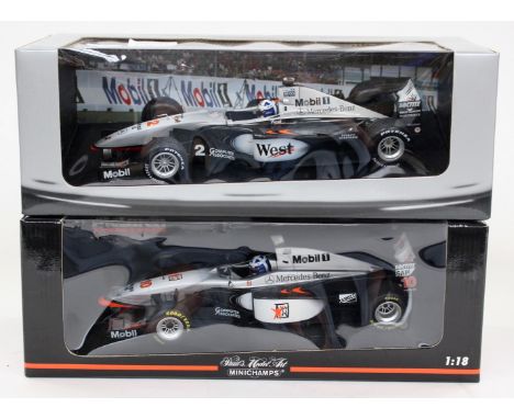 Minichamps: A boxed rare West McLaren Mercedes David Coulthard Formula 1 Championship Car, model 1:18 scale McLaren MP4/14 #2