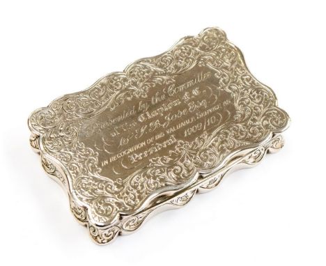 Football Interest: A silver snuff box of football interest, inscribed to the top 'Presented by the Committee of the Clapton F