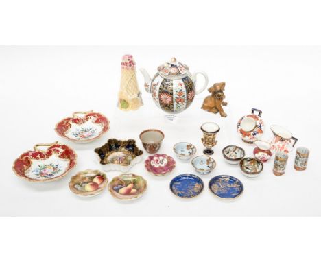 Ceramics including Royal Crown Derby miniatures, Samson Worcester style teapot, Japanese Satsuma miniatures, etc 