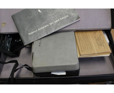 Kodak EK2 Instant camera, Polaroid Automatic 103 land camera, both with accessories and boxes/case 