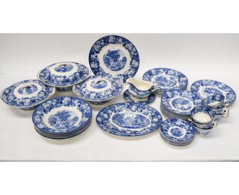 A blue and white wood ware part dinner and tea service 