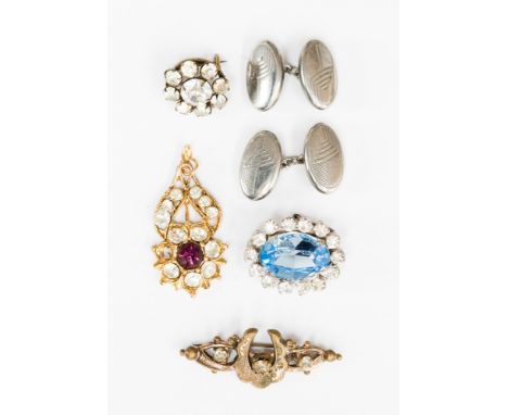 Vintage and Victorian paste jewellery, including 1930s American cufflinks.
