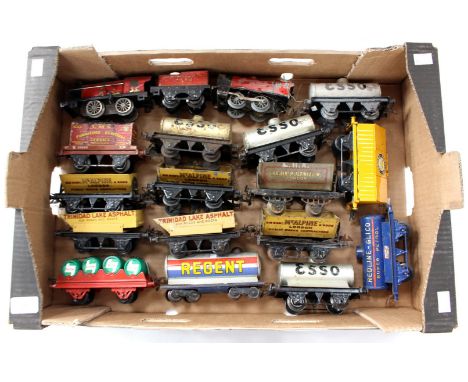 Hornby: A collection of unboxed Hornby 'O' Gauge to include: an 0-4-0 '2528' locomotive and tender, another 0-4-0 locomotive,