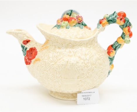 A Clarice Cliff Celtic Harvest hand painted teapot, hand painted No. to base '68A' 