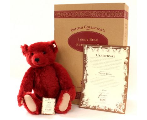 Steiff: A Steiff 'British Collector's 1998' Teddy Bear, 1998, limited edition 332/3000, burgundy mohair, white tag to ear and