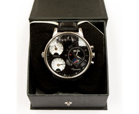 A German Scheffler Sohne chronometer with humidity gauges, date window, automatic, as new, boxed with instructions 