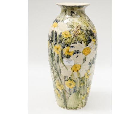 A large English Art Pottery floor vase with a beautiful 'Summer Meadow' decoration, 45 cm high approx Provenance: A private c