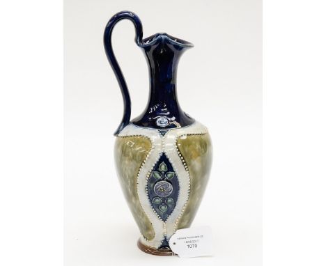 A Royal Doulton stoneware Art Nouveau ewer with jewelled decoration