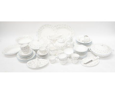 Two boxes of Royal Worcester 'Forget Me Not' part dinner and tea wares, including teapot, serving dishes and covers, etc (two
