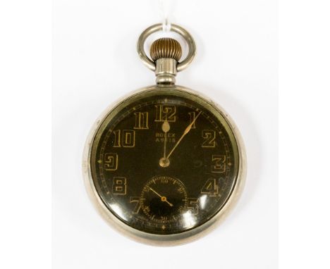 WW2 British Military pocket watch A9418 G.S. MKII by Rolex. Case Broad Arrow stamped and engraved with owners name "A Walton"