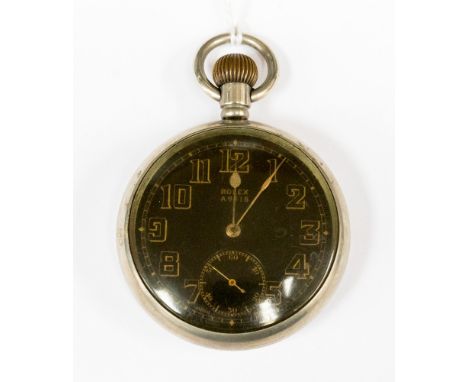 WW2 British Military pocket watch A9418 G.S. MKII by Rolex. Case Broad Arrow stamped and engraved with owners name "A Walton"