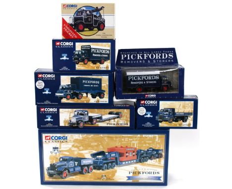 Corgi: A collection of seven Corgi 'Pickfords' boxed vehicles to comprise: '55201' Commemorative Set, Diamond T Ballast (x2) 