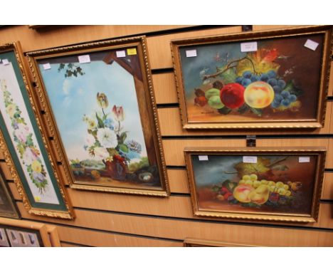 W. Rayworth, four various watercolour ceramic pictures of various sizes, all with gilt frames (4)