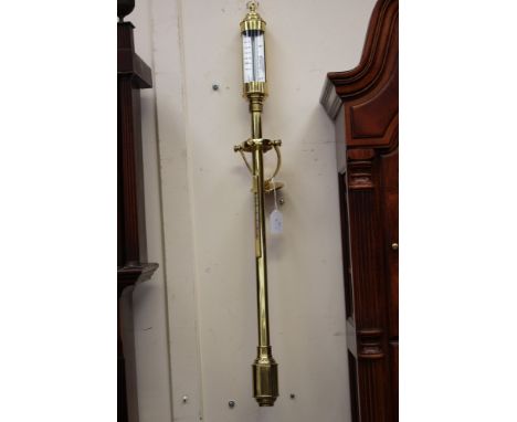 Modern brass stick barometer, Russell of Norwich