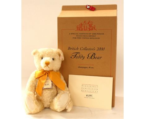 Steiff: A Steiff 'British Collector's 2000' Teddy Bear, 2000, limited edition 694/4000, exclusive to the UK, champagne mohair