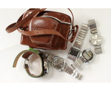 Five assorted gent's watches, including Storm, Casio, Sekonda, etc and a Yashica camera 