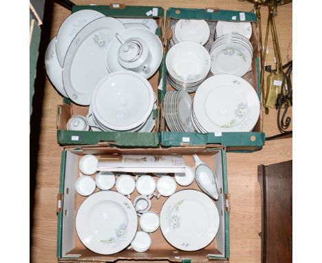 A personalised Limoges 'Chardon Gris Platine' (grey thistle) part dinner and tea service, to include serving dishes and cover