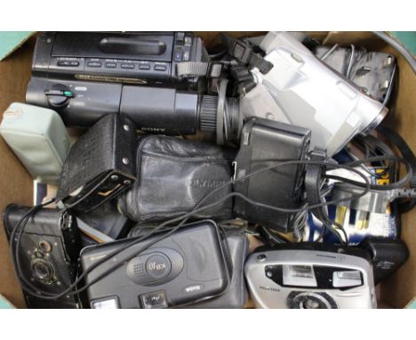 One box of assorted vintage cameras, etc